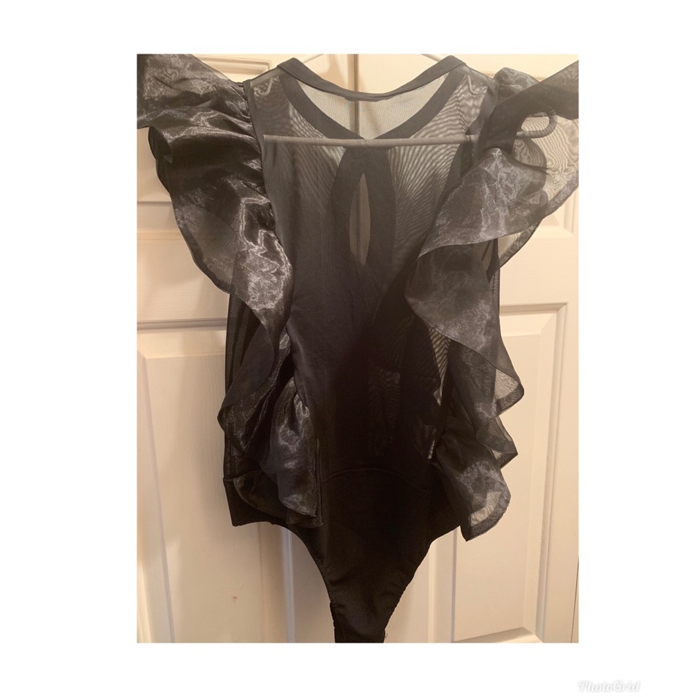 Sheer ruffled bodysuit